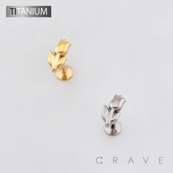 TULIP FLOWER CHARM TOP THREADLESS PUSH IN ASTM F136 IMPLANT GRADE TITANIUM LABRET SET TULIP FLOWER CHARM TOP THREADLESS PUSH IN ASTM F136 IMPLANT GRADE TITANIUM LABRET SET